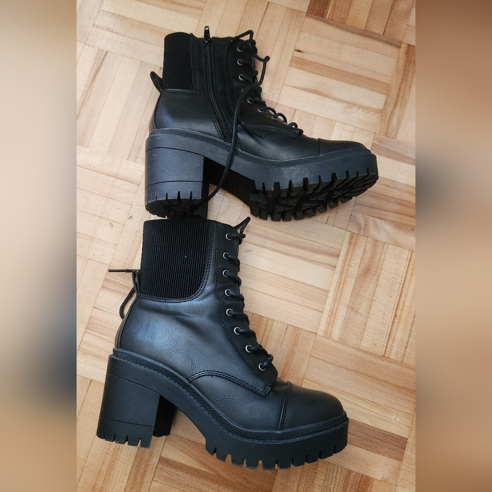 Black Lace-Up Ankle Boots